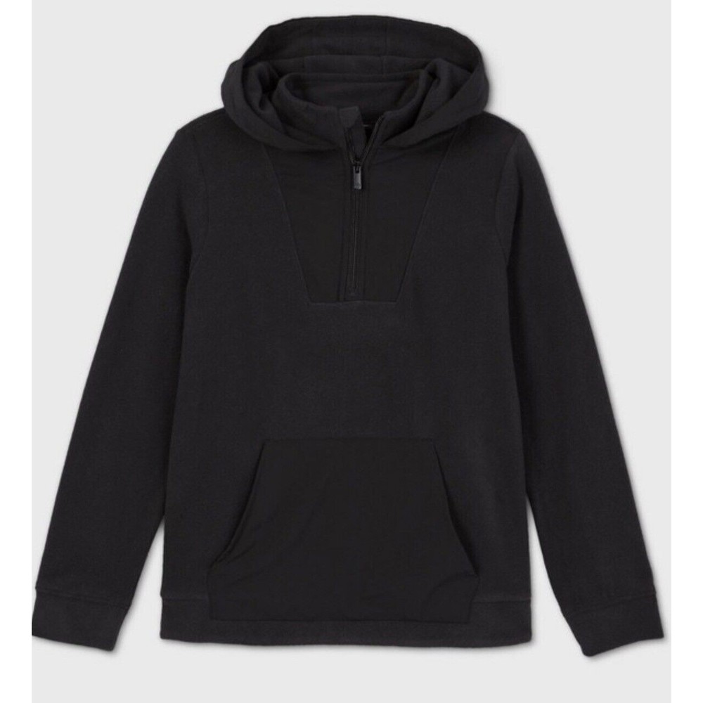 All In Motion Boys Fleece 1/4 Zip Sweatshirt New Black Soft Sweater Top S 6/7